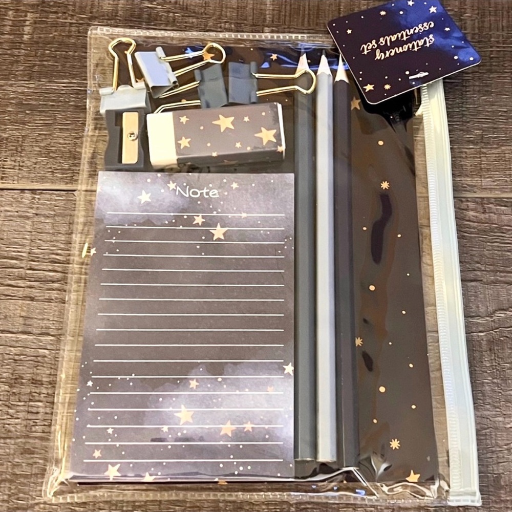 💞 New 10-Piece Celestial Star Blue & White Stationary Essentials Gift Set